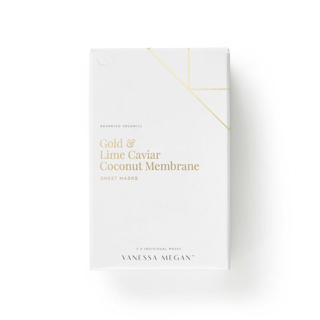 Vanessa Megan Gold & Lime Caviar Coconut Membrane Sheet Mask Box - Natural & Organic Skin Care